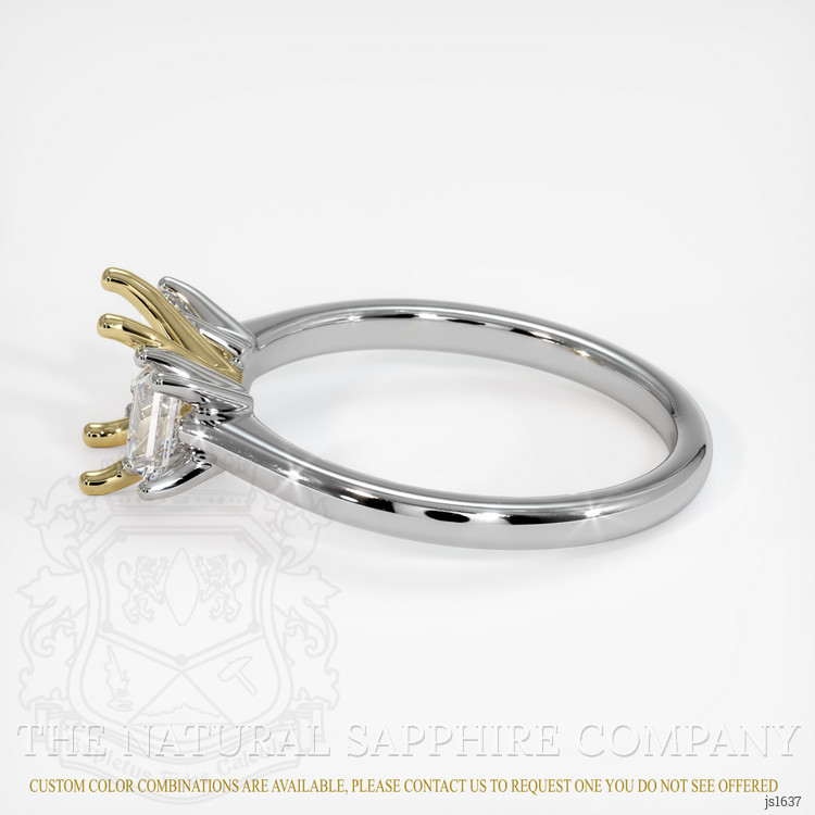 14K Yellow & White Three Stone Ring Setting