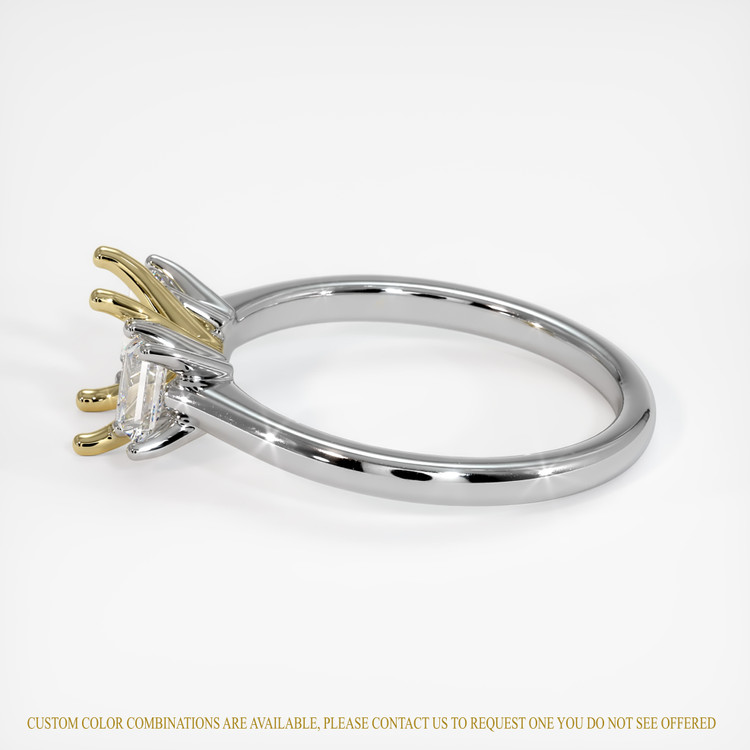 14K Yellow & White Three Stone Ring Setting