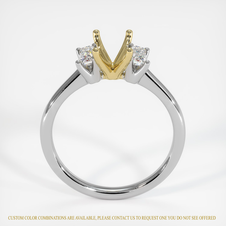 14K Yellow & White Three Stone Ring Setting