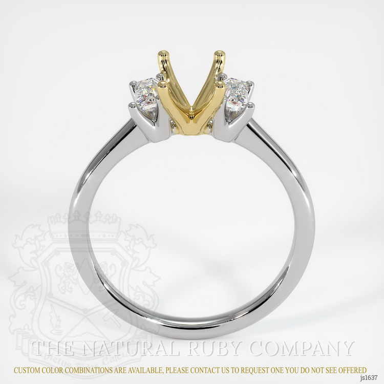 14K Yellow & White Three Stone Ring Setting