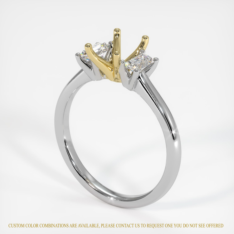 18K Yellow & White Three Stone Ring Setting