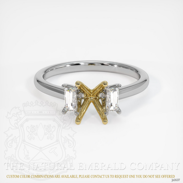 18K Yellow & White Three Stone Ring Setting