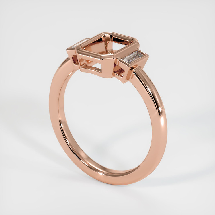 14K Rose Gold Three Stone Ring Setting