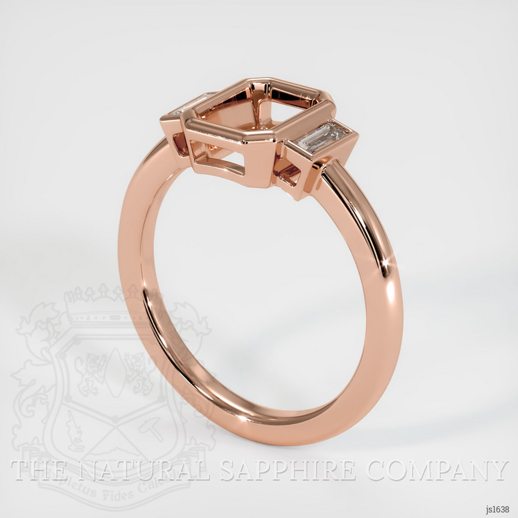 14K Rose Gold Three Stone Ring Setting