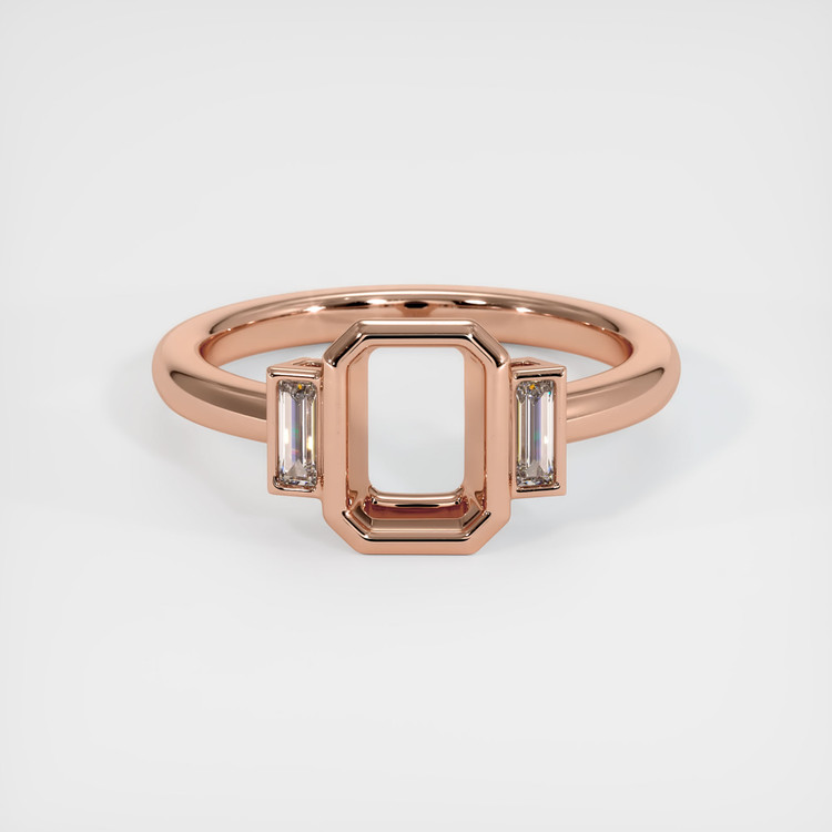 14K Rose Gold Three Stone Ring Setting