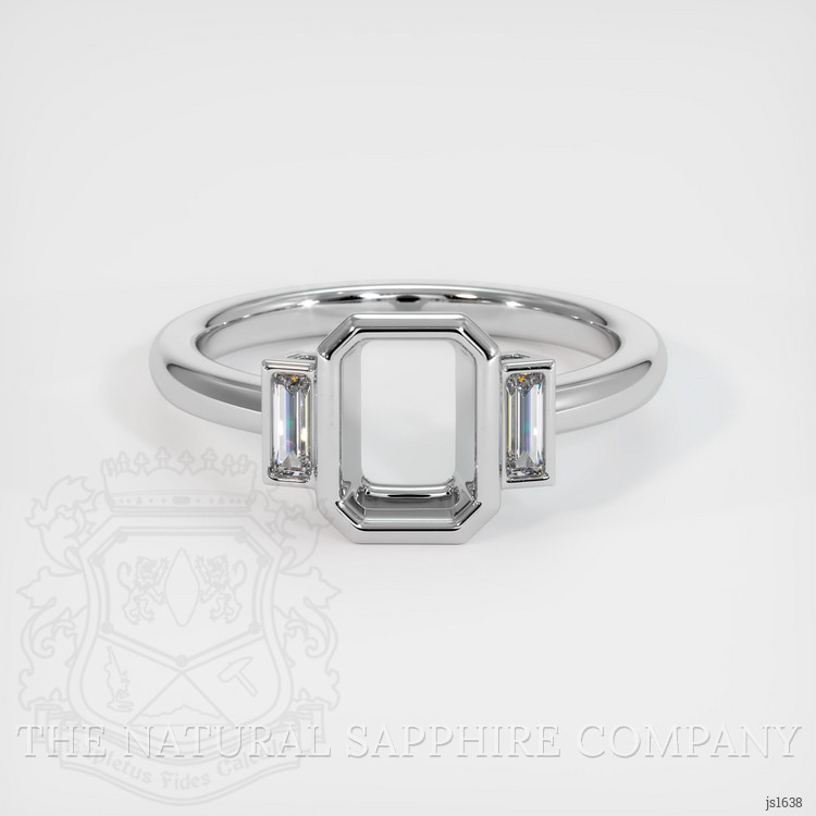 14K White Gold Three Stone Ring Setting