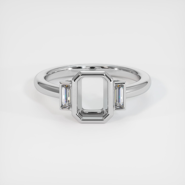14K White Gold Three Stone Ring Setting