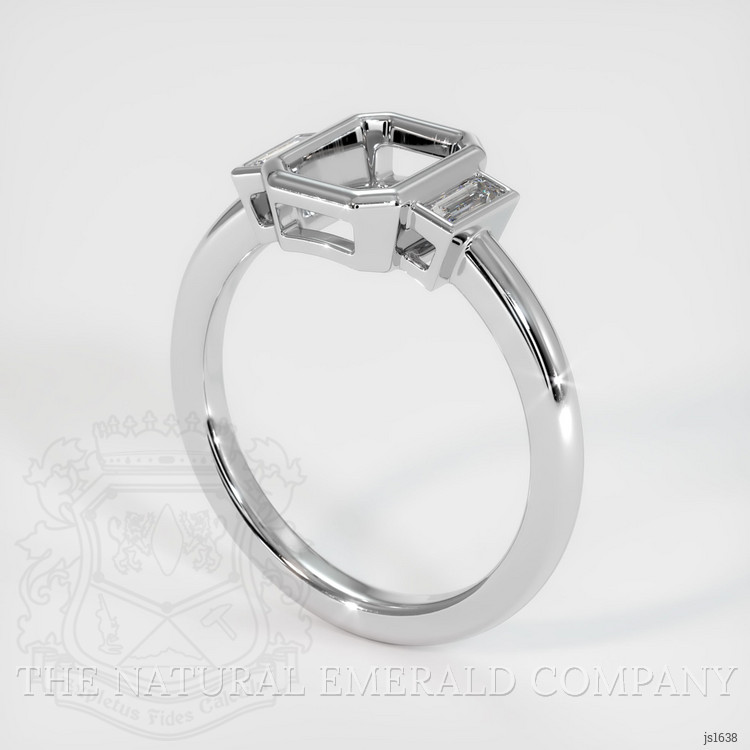 18K White Gold Three Stone Ring Setting