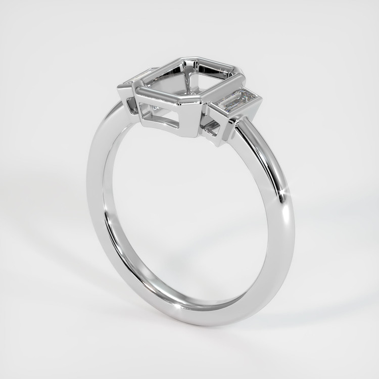 18K White Gold Three Stone Ring Setting