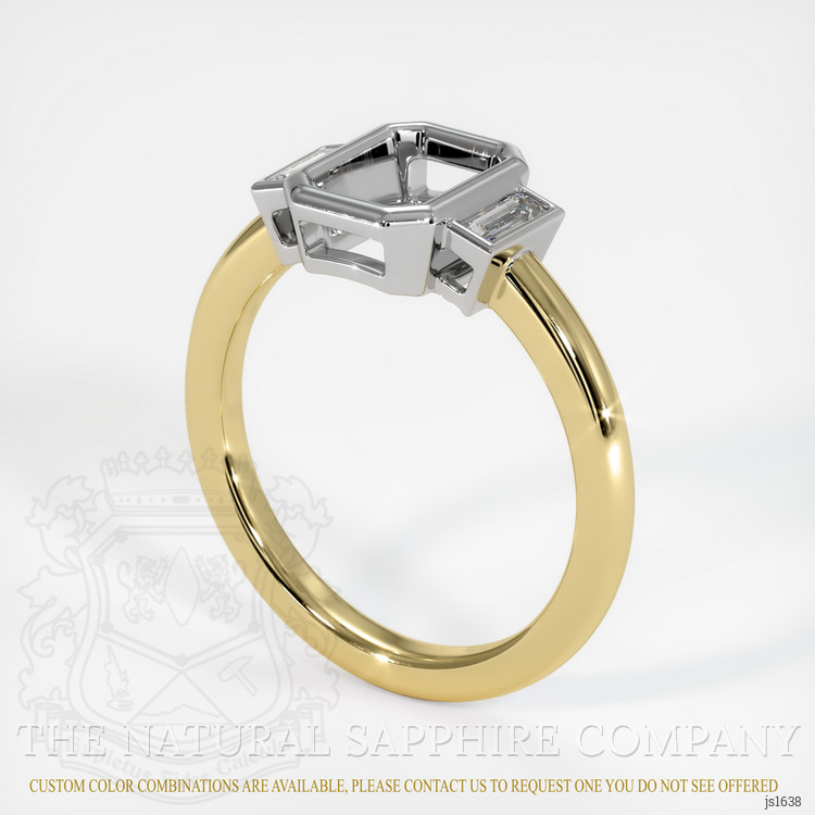 14K White & Yellow Three Stone Ring Setting
