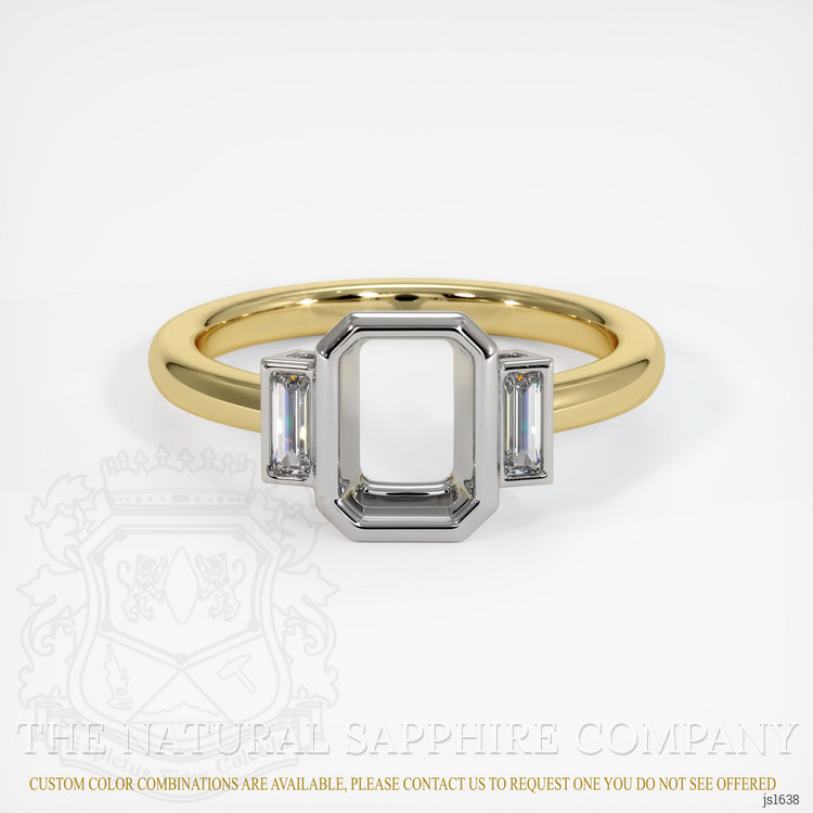 14K White & Yellow Three Stone Ring Setting