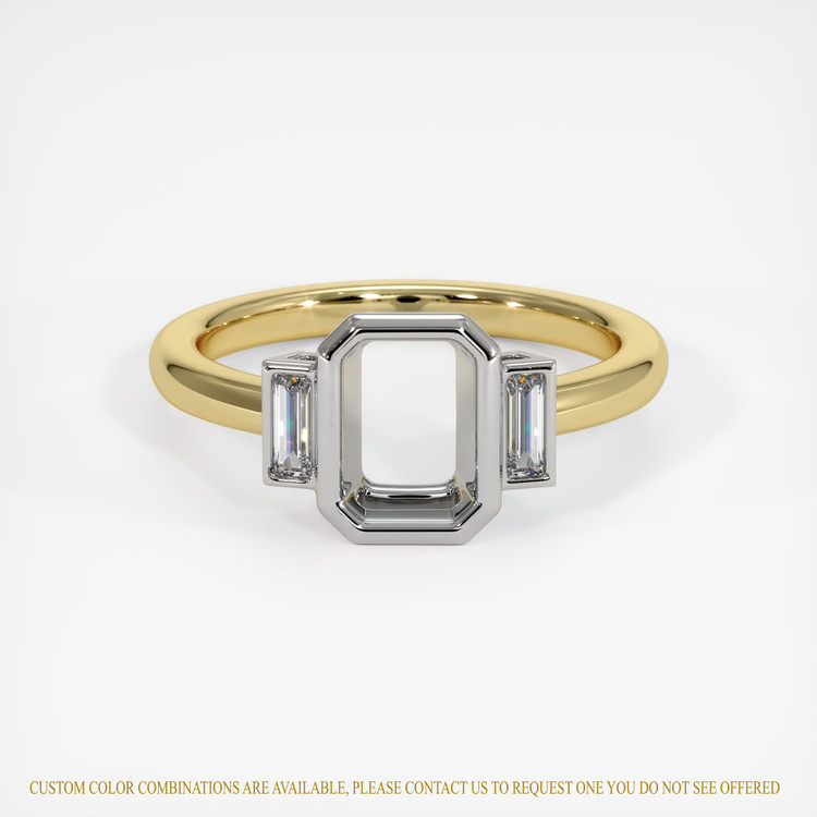 14K White & Yellow Three Stone Ring Setting
