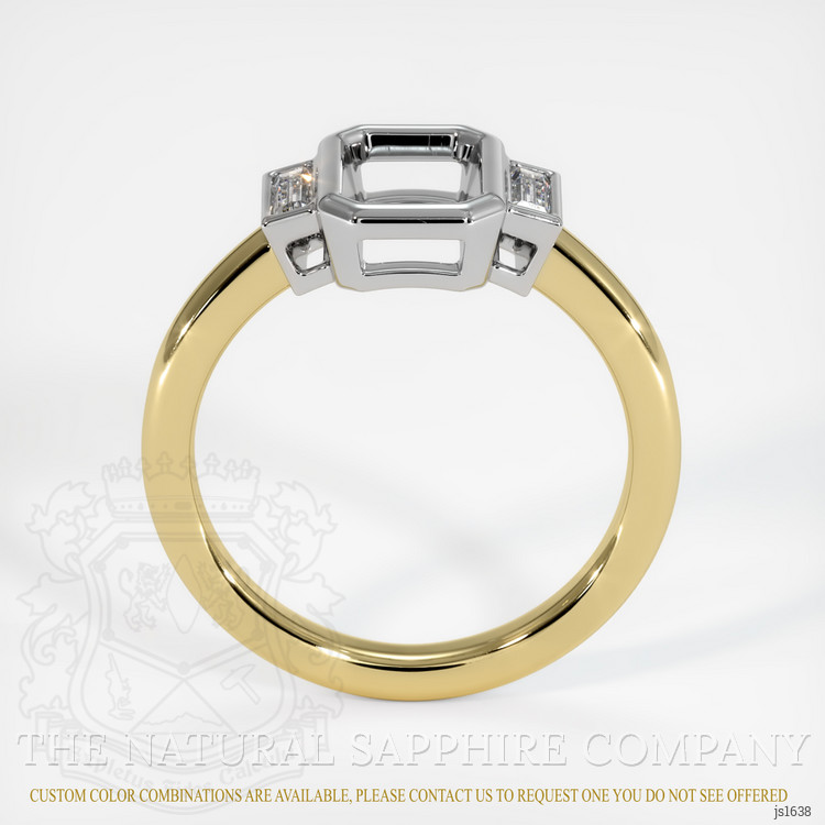 14K White & Yellow Three Stone Ring Setting