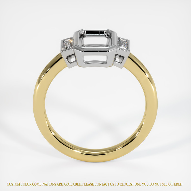 14K White & Yellow Three Stone Ring Setting