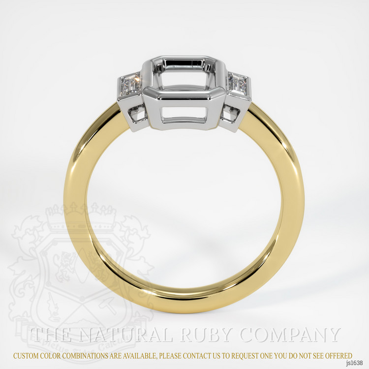 14K White & Yellow Three Stone Ring Setting