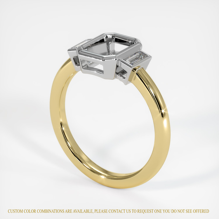 18K White & Yellow Three Stone Ring Setting