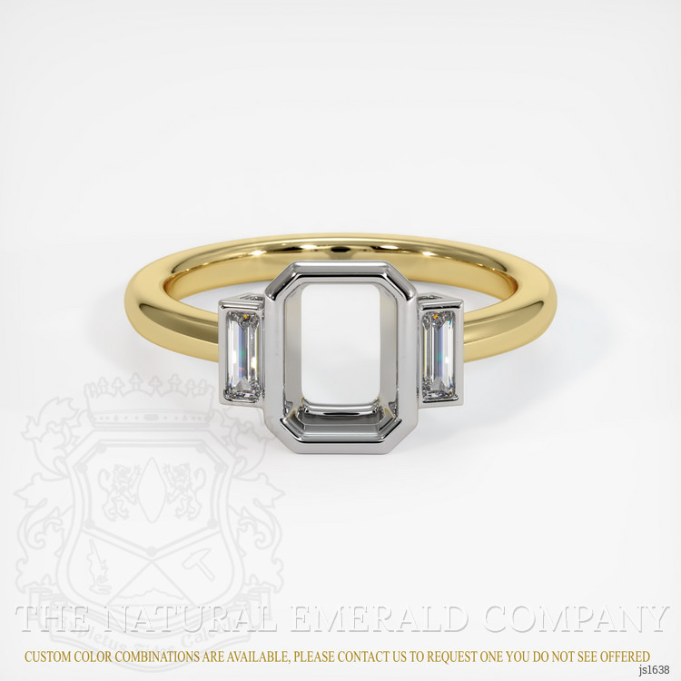 18K White & Yellow Three Stone Ring Setting
