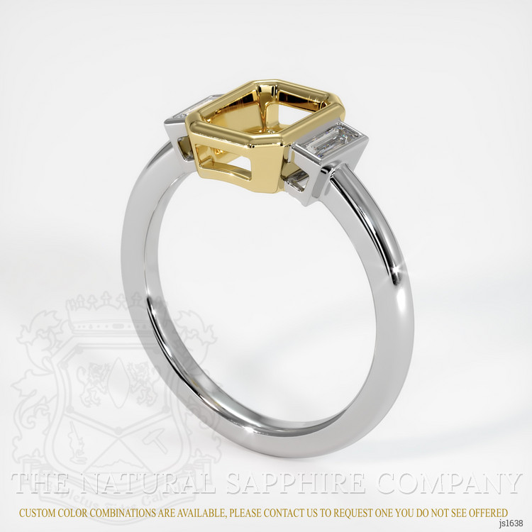 14K Yellow & White Three Stone Ring Setting