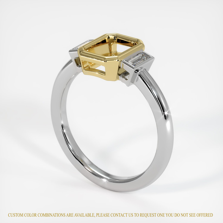 14K Yellow & White Three Stone Ring Setting