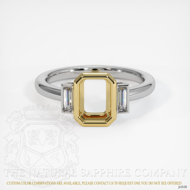 14K Yellow & White Three Stone Ring Setting