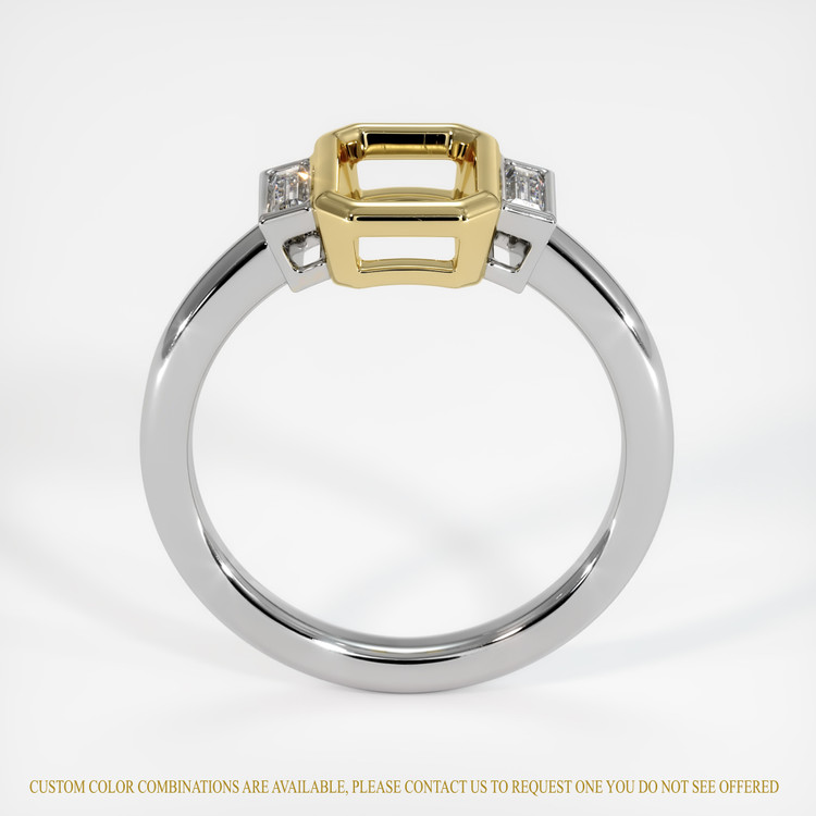 14K Yellow & White Three Stone Ring Setting