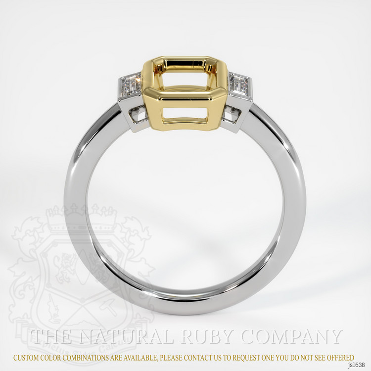 14K Yellow & White Three Stone Ring Setting