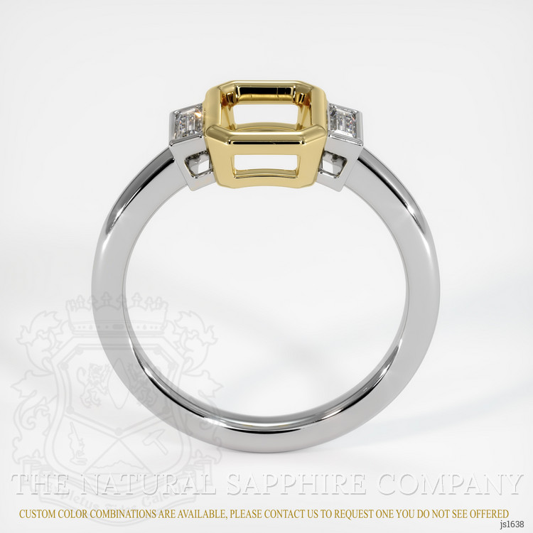 14K Yellow & White Three Stone Ring Setting