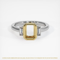 18K Yellow & White Three Stone Ring Setting Image