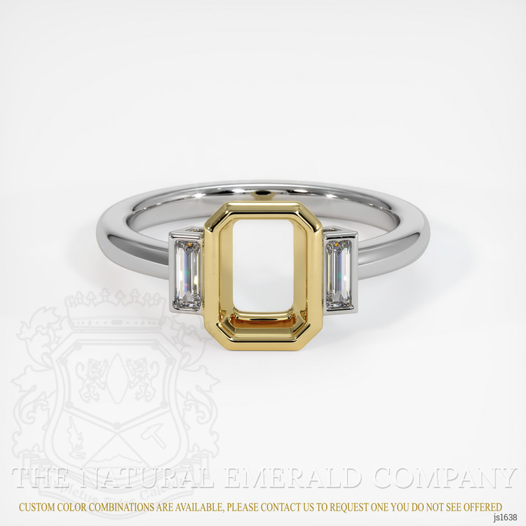 18K Yellow & White Three Stone Ring Setting