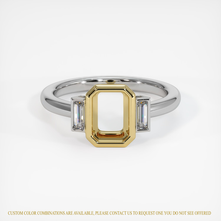 18K Yellow & White Three Stone Ring Setting
