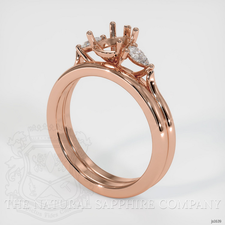 14K Rose Gold Three Stone Ring Setting