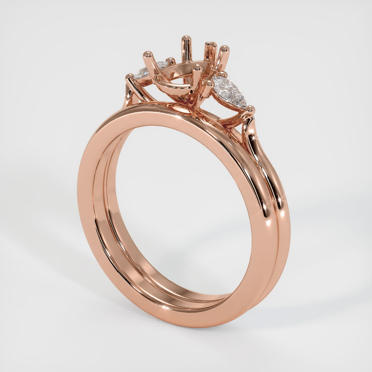14K Rose Gold Three Stone Ring Setting