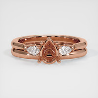 14K Rose Gold Three Stone Ring Setting Image