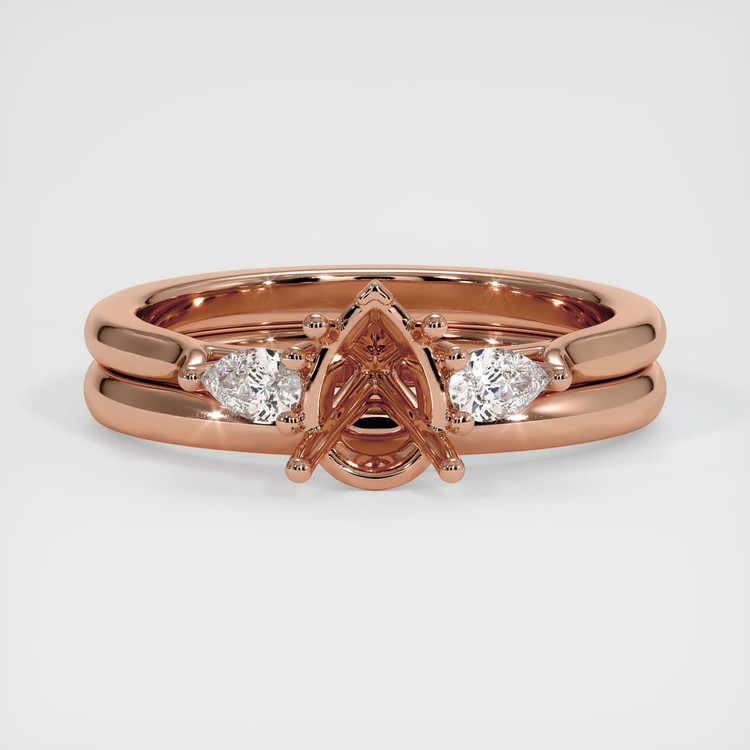 14K Rose Gold Three Stone Ring Setting