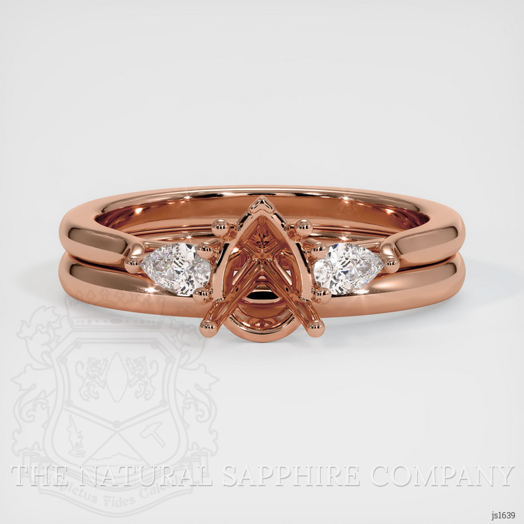 14K Rose Gold Three Stone Ring Setting