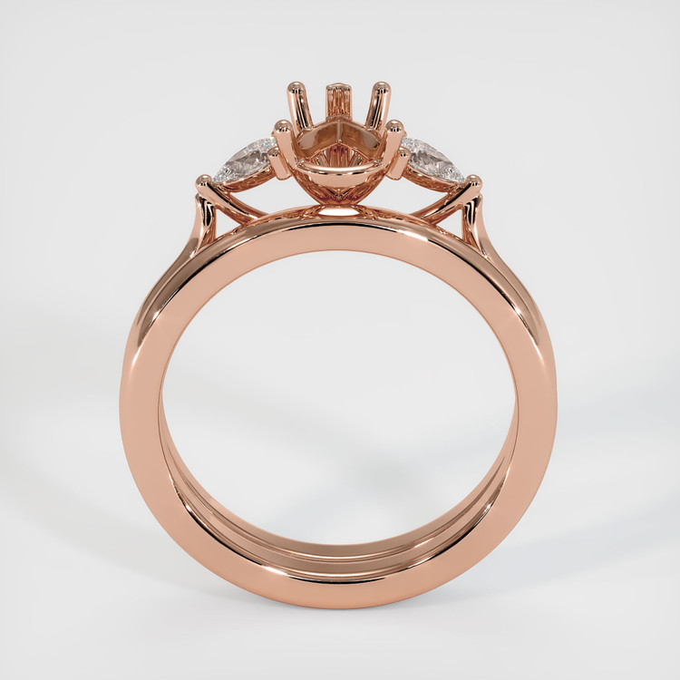 14K Rose Gold Three Stone Ring Setting