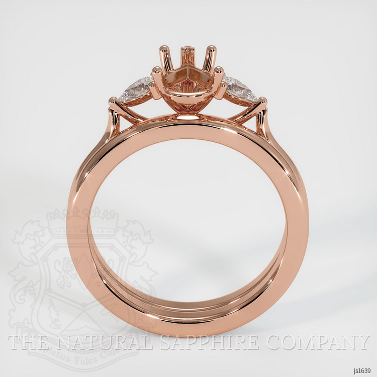 14K Rose Gold Three Stone Ring Setting