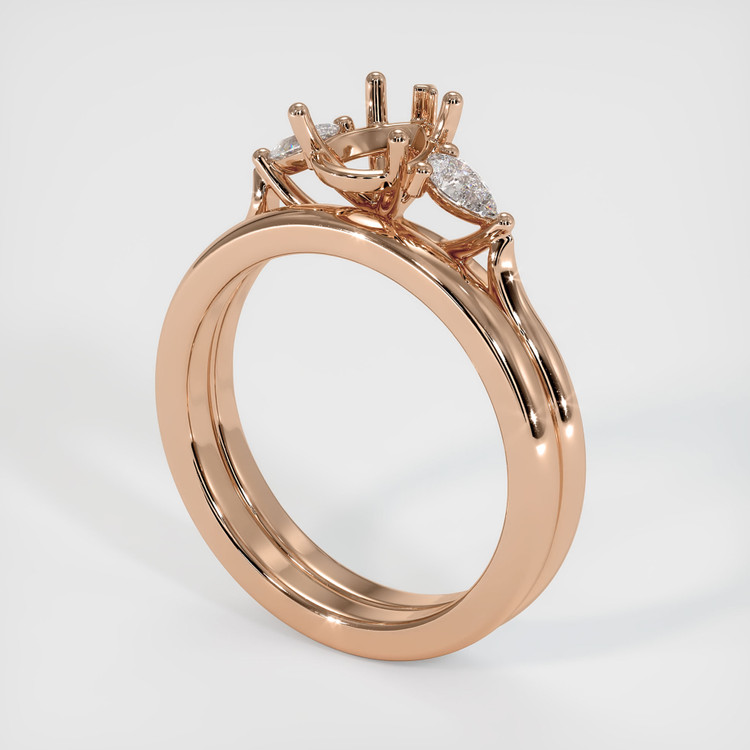 18K Rose Gold Three Stone Ring Setting