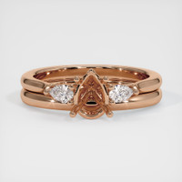 18K Rose Gold Three Stone Ring Setting Image