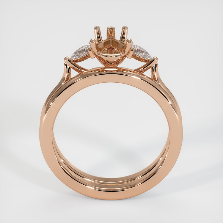 18K Rose Gold Three Stone Ring Setting
