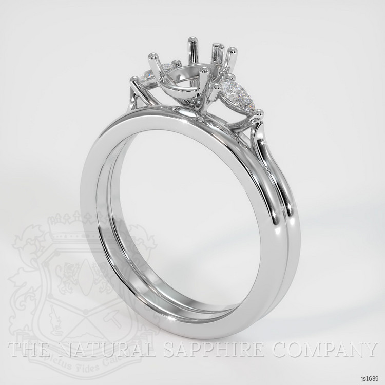 14K White Gold Three Stone Ring Setting