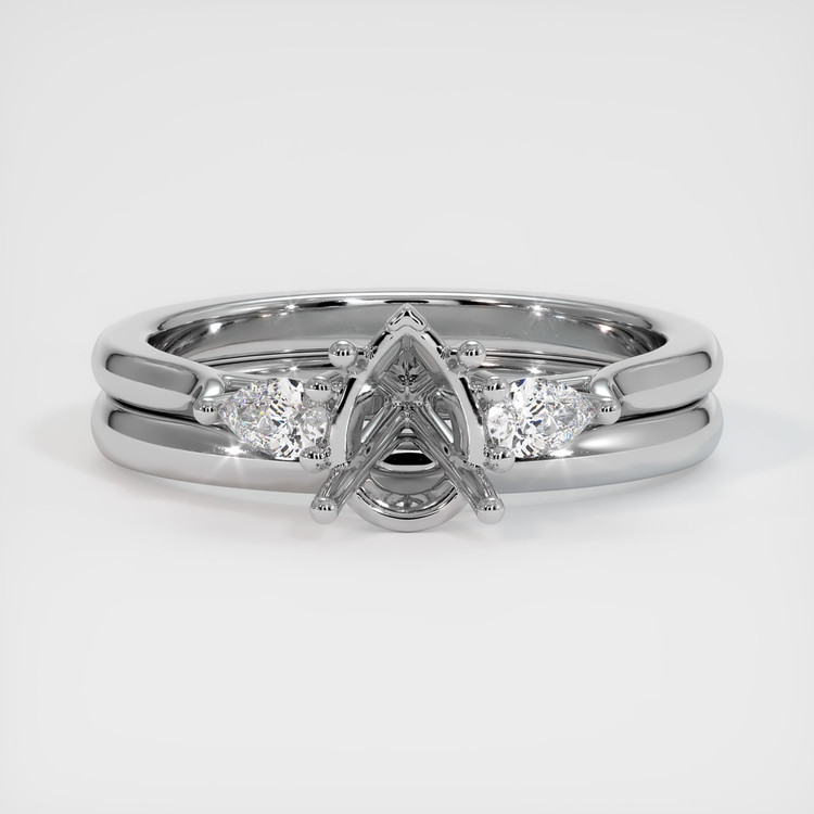 14K White Gold Three Stone Ring Setting