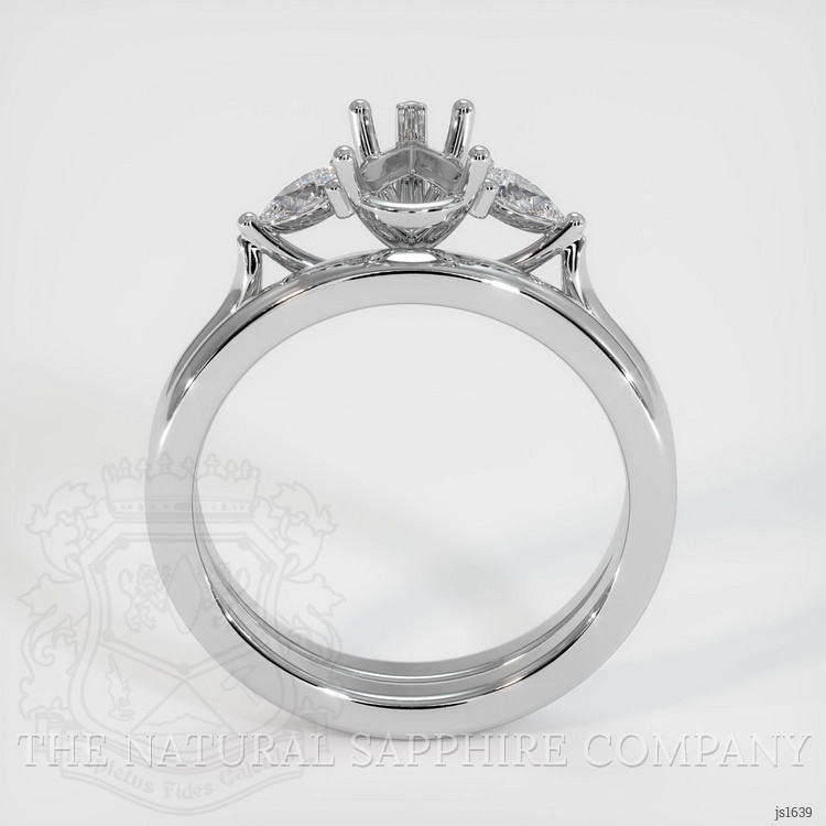 14K White Gold Three Stone Ring Setting