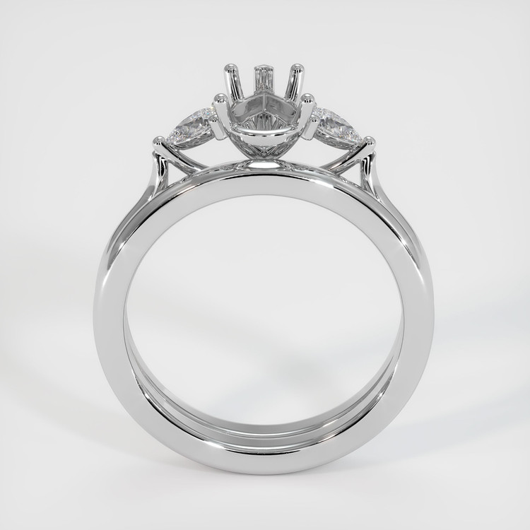 14K White Gold Three Stone Ring Setting