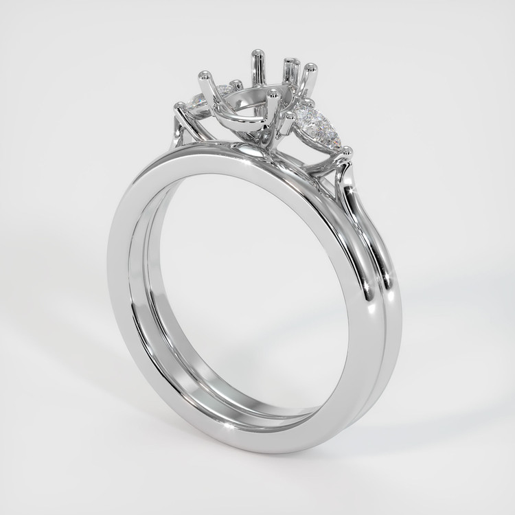 18K White Gold Three Stone Ring Setting