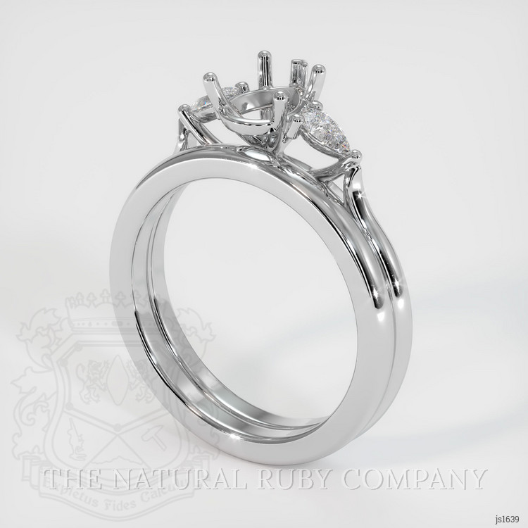 18K White Gold Three Stone Ring Setting