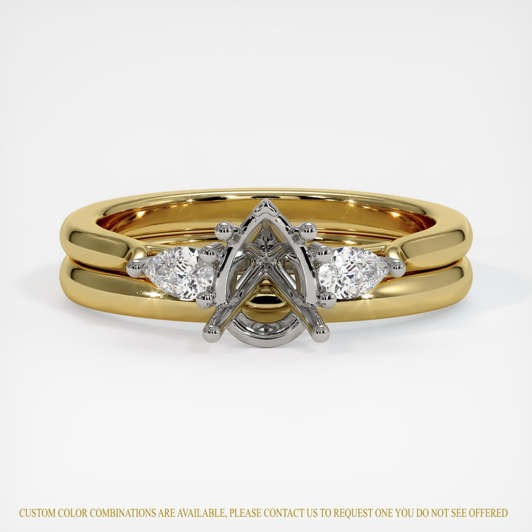 14K White & Yellow Three Stone Ring Setting