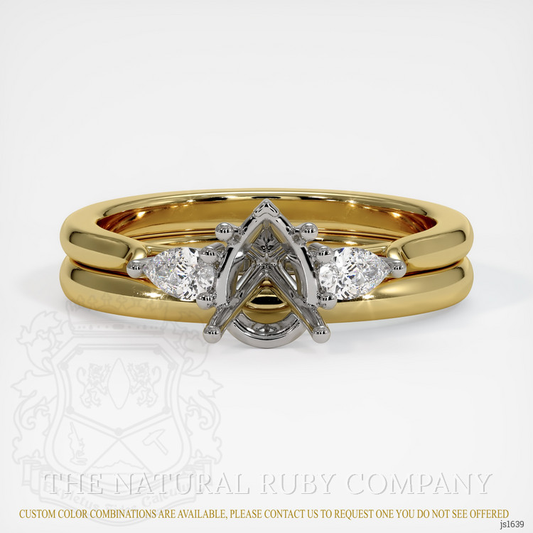 14K White & Yellow Three Stone Ring Setting