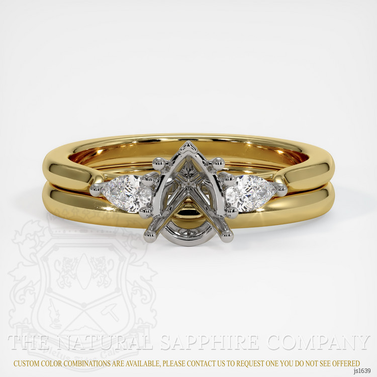 14K White & Yellow Three Stone Ring Setting