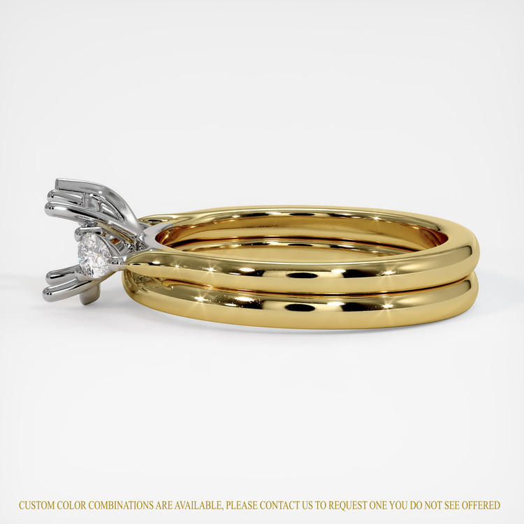 14K White & Yellow Three Stone Ring Setting